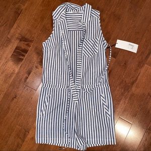 Dex Blue and White Striped Romper